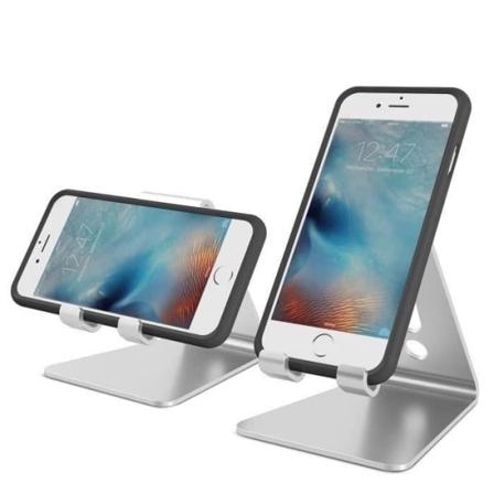 Mobiltelefonholder, bordstativ til e-læsere, iPhoneX87 Samsung S8N8 Nintendo Switch aluminium sølv