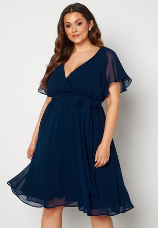 Goddiva Curve-Flutter Sleeve Chiffon Midi Dress-52 (UK24)