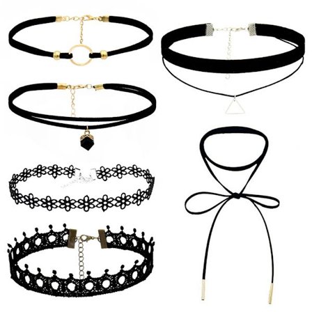 6-pack sammetshalsband klassiskt chokerhalsband lager svart choker