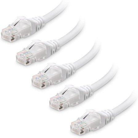 5-pack 10 Gbps Snagless Kort Cat6 Ethernet-kabel (Cat6-kabel, Cat 6-kabel) Vit