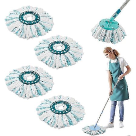 4-delars ersättningshuvudset för Leifheit Clean Twist Disc Mop Micro Set 2-fibersystem Kompatibelt med Leifheit Clean Twist M Mop
