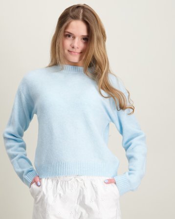 LMTD NLFBYNT LS SHORT KNIT Blå Genser Jente - Kids Brand Store