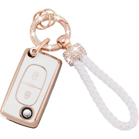 1 stk. TPU Bilnøgleetui Kompatibel med 2 Knapper Peugeot 107 207 307 307S 308 407 607 807 3008 5008 Citroen C2 C3 C