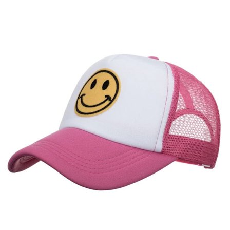 Basebollkeps med smiley, unisex gul glitter smiley ansikte tryckt broderad hatt rosa 1 st GS