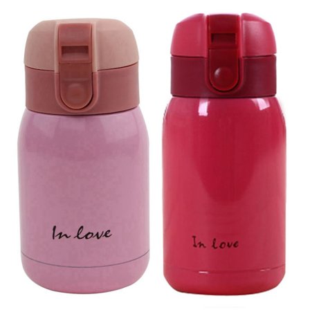 2 st Mini Rostfritt Stål Magflaska (Röd/Rosa) 200ml