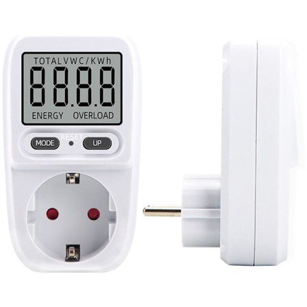 Effektmätare 230V/16A, Effektmätning Uttag, Energiförbrukningsmätare Energiförbrukningsmonitor med LCD-skärm, Maximal effekt 3680W (1st)