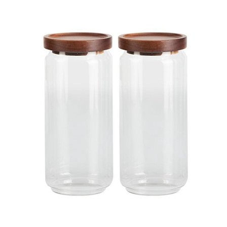 Opbevaringsglas med låg 1 liter [2 x 1000 ml] - Elegant glasbeholder med låg sæt