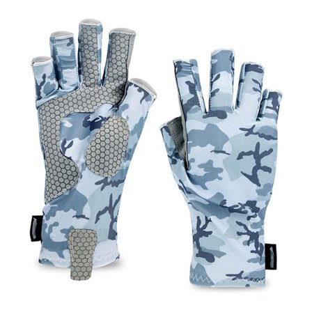 1 par fiskehandsker L/XL, grå, skridsikre camouflage jagthandsker, handsker til fiskeri, jagt, camping, vandreture, fotografering