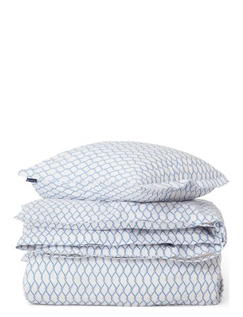 White/Blue Rope Printed Cotton Poplin Bed Set White Lexington Home