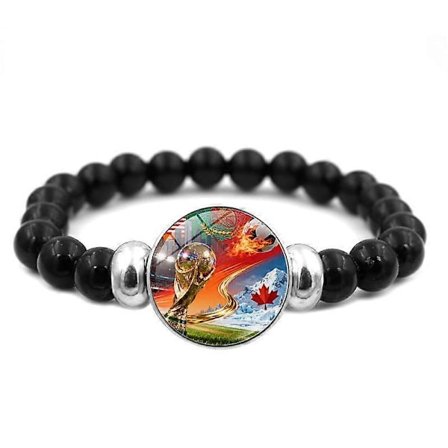 2026 Fodbold VM Trofæ Perlearmbånd – Sort Sten Strækarmbånd