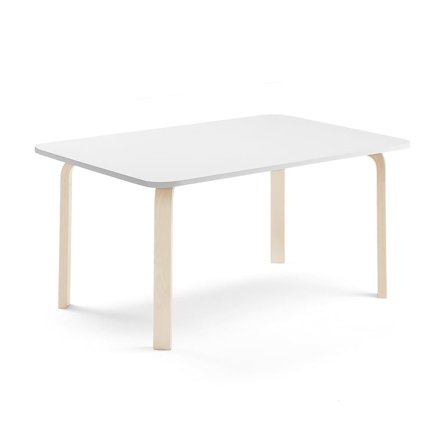 Bord ELTON, 1400x700x590 mm, birk, lyddæmpende HPL, hvid