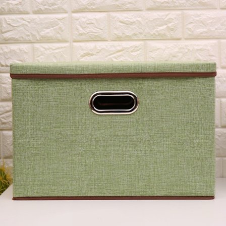 Stødige sammenleggbare oppbevaringsbokser med lokk i linstoff (B)