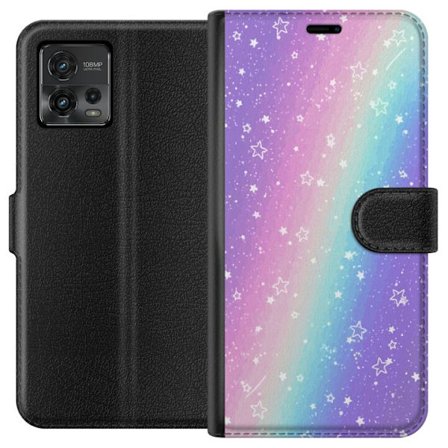 Kompatibel Tegnebogsetui til Motorola Moto G72 Rainbow-farvet pastelbaggrund med hvide stjerner og glitrende prikker i blød overgang