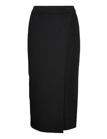 Rib Fitted Skirt Knelangt Skjørt Svart Calvin Klein
