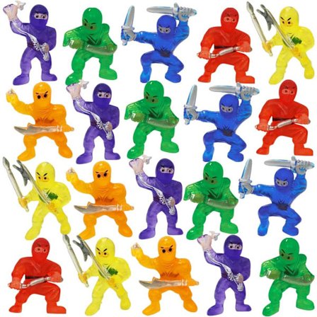 Mini Ninja-figurer, 48-pakning, assorterte farger, plast actionfigurer, små ninja-krigere i assorterte positurer, kule