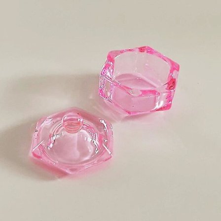 Krystal Glas Dappen Dish Pink Belagt Neglekop Akryl Monomer Væske Pulver Holder Beholder Med Låg Manicure Værktøjer