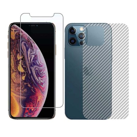 iPhone 12 Pro Display Film + Carbon Fiber Beskyttende film til ryg