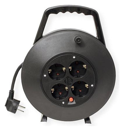 BACHMANN Cable box - Flerkoplingslist - AC 250 V - 3500 watt - utgangskontakter: 4 - 10 m - Tyskland - svart