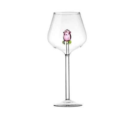 Creative 3D Rosa Glas Ros Inbyggd Rött Vit Vin Glasögon Kopp Stemware Bägare Champagne Flöjt