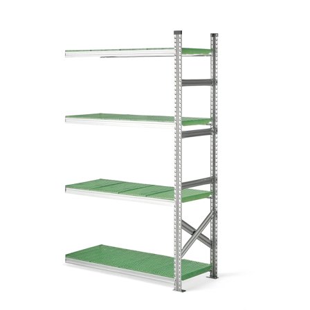 Regalsystem TRANSFORM, Anbaumodul, 1972 x 1200 x 500 mm, Kunststoff grün