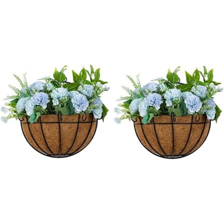 2 st väggkrukor utomhus hängande väggkrukor tråd konstgjorda hängande korgar för växter utomhus hängande krukor(S)