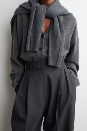 COS Women's Pantaloni Barrel In Misto Lana Con Pieghe in Grigio