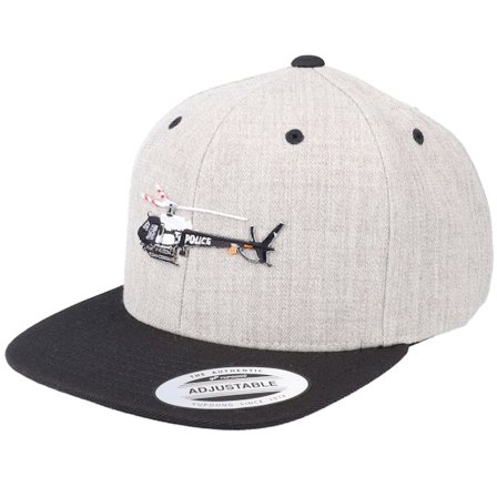 Kiddo Cap - Grå snapback Keps - Kids Police Helicopter Grey/Black Snapback @ Hatstore