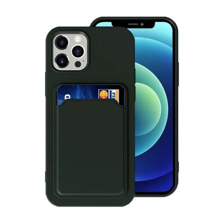 Iphone 12/12 Pro Silikonskal Med Korthållare - Militärgrön Grön