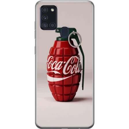 Kompatibelt Mobilskal till Samsung Samsung Galaxy A21s Konstnärlig illustration av Coca Cola granat i rött och grönt, pop art inspirerat motiv med