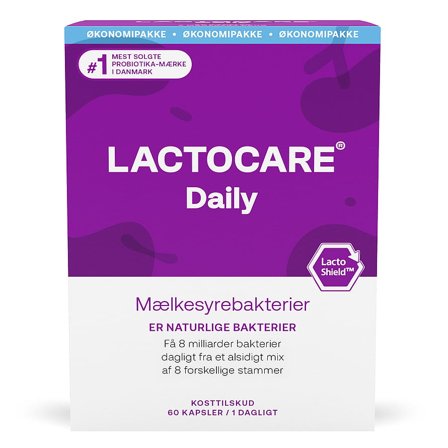 Lactocare Daily Mælkesyrebakterier 8 mia. 60 kapsler, Helse & Madvarer, Ingredienser, Mælkesyrebakterier