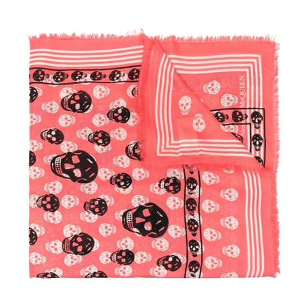 Alexander McQueen, Classic Biker Skull Logo Scarf Rood, Dames, Maat:ONE Size
