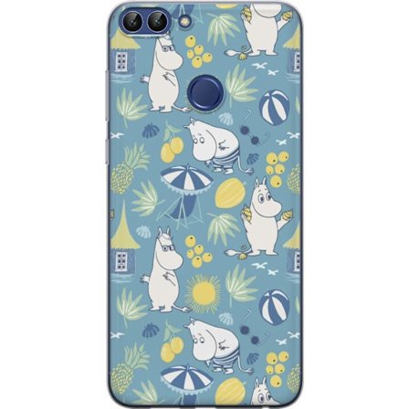 Kompatibelt Mobildeksel til Huawei Huawei P smart Strandtema med frukt, parasoller, sommerhus og glade figurer i et fargerikt mønster fylt med lekne