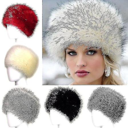 Vinter varm kvinders fluffy faux pels russisk dame ski cap vinrød