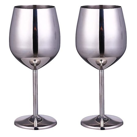 2 st rostfria vinglas - Okrossbara vinglas för resor, camping och pool, 500 ml
