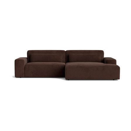 Messina XL Chaiselongue-Sofa, rechts in Ribcord Dunkelbraun, modernes Design mit Rippenstruktur, hohem Sitzkomfort und breiten Armlehnen 80cm