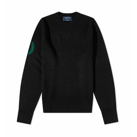 Fred Perry, Reissues Laurel Wreath Crew Sweat Zwart, Heren, Maat:S