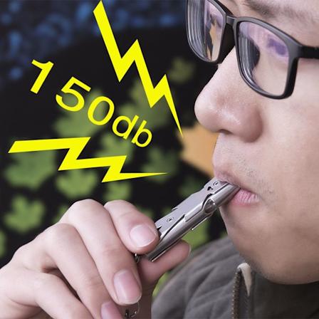 Nødfløjte til overlevelse med dobbeltrør, høj decibel fløjte med nøglering til camping, vandreture og udendørs sport