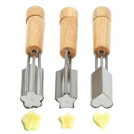 3 stk. sett med former for grønnsaker og frukt, kakeformer i rustfritt stål