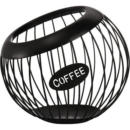 Kaffekapselhållare, fruktkorgar i smidesjärn, metallhållare med stor kapacitet för K-koppar, förvaringslådor och bänkskivsförvaring.