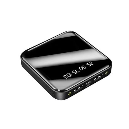 Mini powerbank med indbygget kabel, stor kapacitet, 20000 mAh hurtigopladende powerbank, Sort fuldspejl [Uden indbygget ledning]