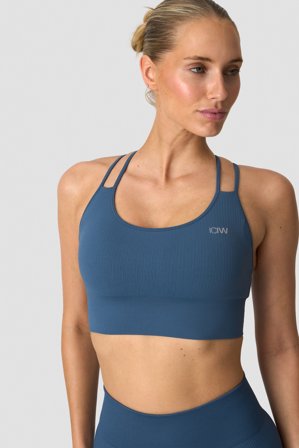 ICANIWILL - Ribbed Define Seamless Sports Bra Dusty Twilight Blue - Dame - ICIW