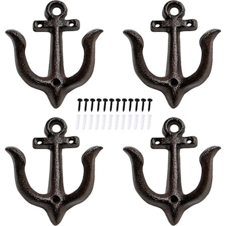 Dekorativa väggkrokar Monterade Antik Shabby Chic Metall Gjutjärn Nautisk Ankare Design Väggkrokar Hängare, Vintage Rustik Gjutjärn Väggkrokar, Skruv