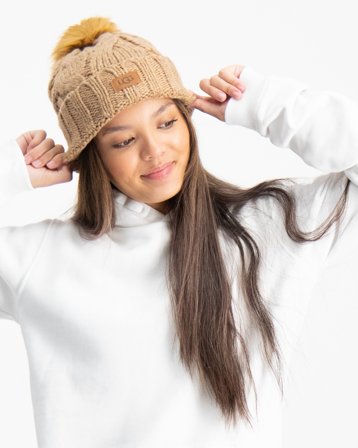 UGG W CABLE BEANIE W POM Brun Hatter Jente - Kids Brand Store