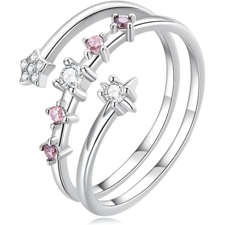 Træ Blad-Stjerne Dobbelt Ring 925 Sterling Sølv Åben Ring