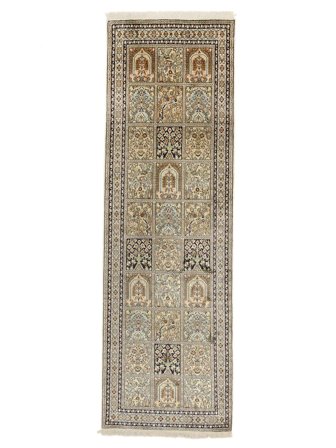 Kashmir Pure Silk Rug Oriental Runner Brown/Orange (Silk, India)