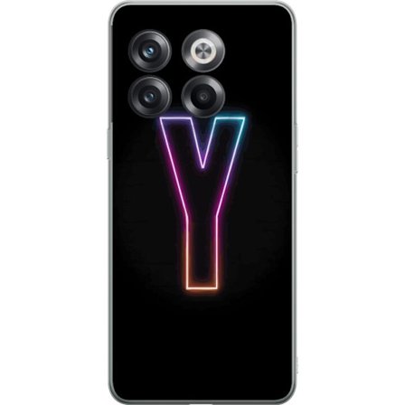 Kompatibel Mobilcover til OnePlus OnePlus 10T Minimalistisk neonbogstav Y i farveskiftende lys mod sort baggrund