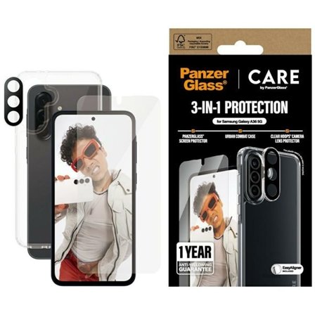 CARE by PanzerGlass Flagship 3in1 Fodral+Glas+Lins för Samsung Galaxy A36 5G - transparent