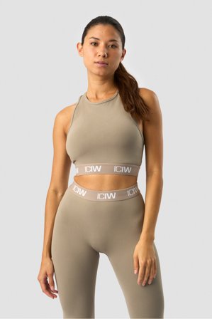 ICANIWILL - Define Seamless Logo Cropped Tank Top Taupe - Naiset - Treenivaatteet ICIW:ltä