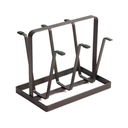 Metallflaske-tørkestativ for 6 kopper med silikonkroker, sklisikkert tørkestativ for flasker og kaffekopper, svart kaffe