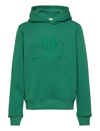 Tonal Shield Hoodie Tops Sweat-shirts & Hoodies Hoodies Green GANT